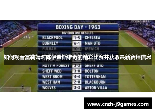 如何观看富勒姆对阵伊普斯维奇的精彩比赛并获取最新赛程信息
