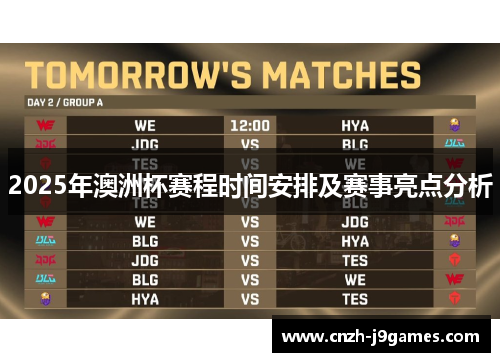 2025年澳洲杯赛程时间安排及赛事亮点分析